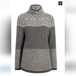 Woolrich Charcoal and Cream Patterned Turtleneck Sweater